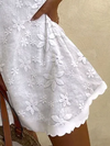 Women Plain Floral Lace Elegant Loose Sleeveless Cotton And Linen Ruffles Dress