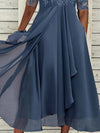 Round Neck Lace Swing Elegant Occasion Formal Wedding Guest Midi Prom Dress