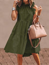 Solid Color Ruffled Collar Sleeveless Casual Pleated Dress
