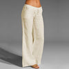 Ladies retro linen trousers casual elastic pants