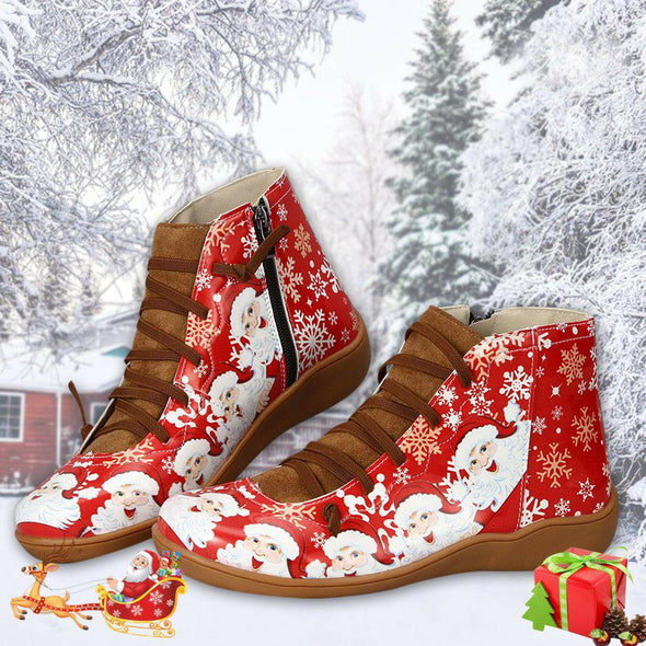 Comfy Christmas Boots Flat Heel Plus Size Party Shoes