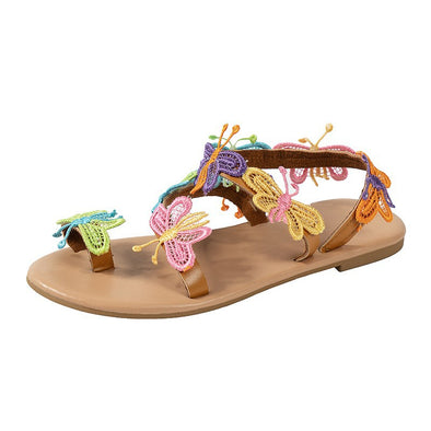 Flat floral slip-on sandals