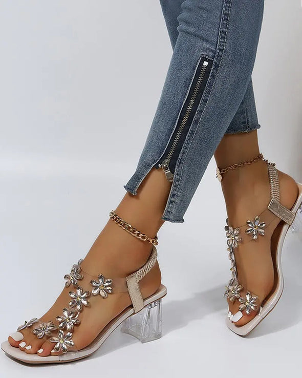 women's summer strappy sandals rhinestone high heels