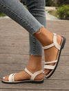 Braided Detail Artificial Leather Open Toe Ankle Strap Sandals