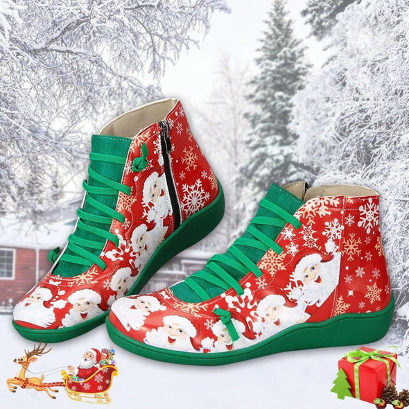 Comfy Christmas Boots Flat Heel Plus Size Party Shoes