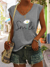 Women's Smile Flower Print Tank Top