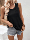Solid Pocket Patched Waffle Knit Tank Top