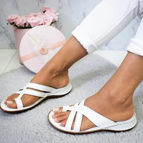 Casual Slope Heel Over Toe Sandals