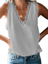 Women's V Neck Lace Sleeveless Shirt
