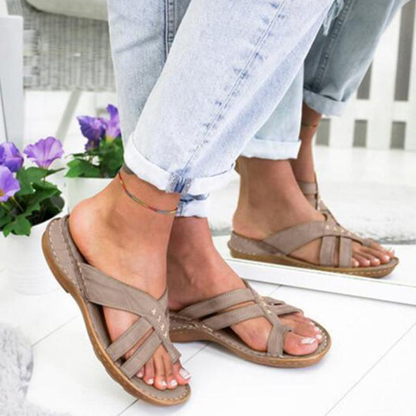 Casual Slope Heel Over Toe Sandals