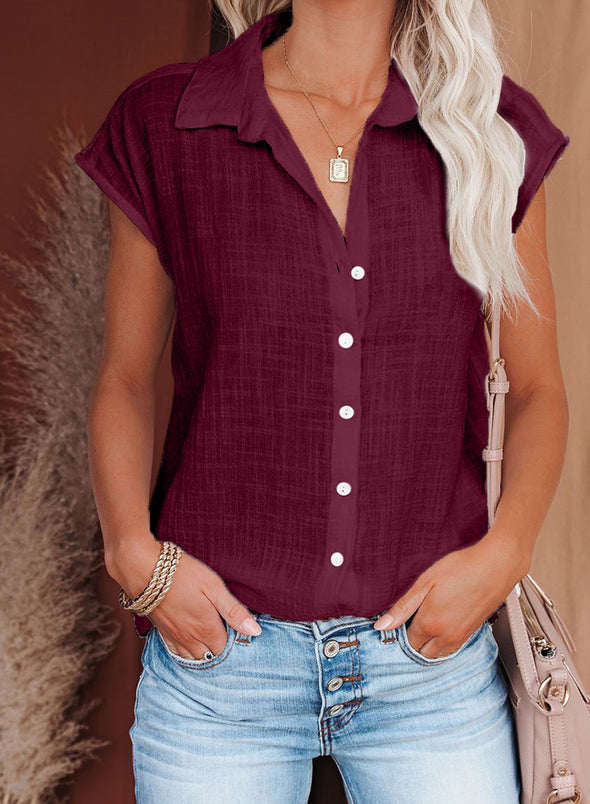 women's new solid color single breasted shirt