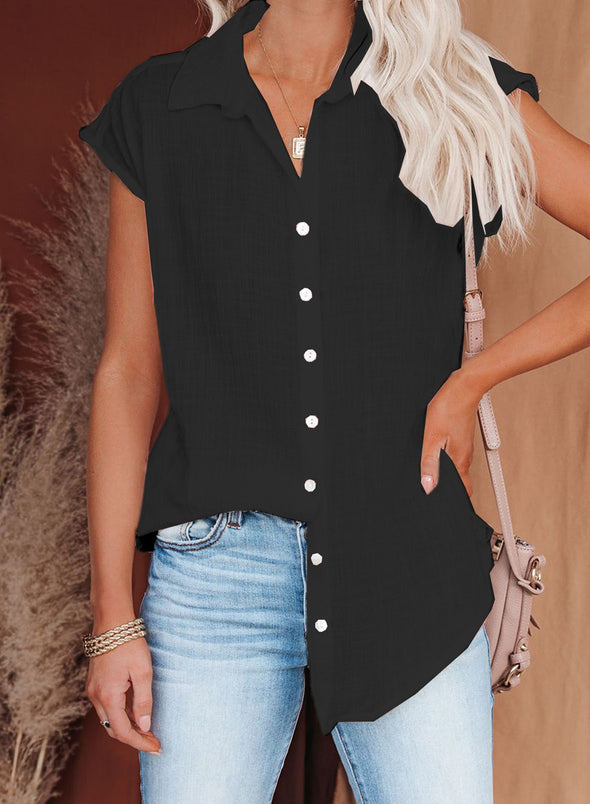 women's new solid color single breasted shirt