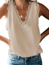 Women's V Neck Lace Sleeveless Shirt