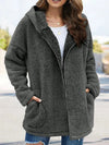 Women Autumn Winter Causal Daily Plush Fleece Zipper Long Sleeve Teddy Coat