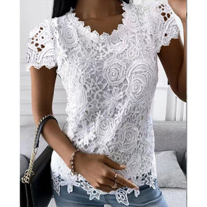 New lace short sleeve top