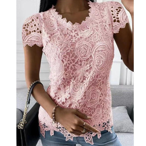 New lace short sleeve top
