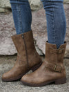 Vintage Casual Buckle Design Riding Boots