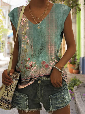 Floral Loose Vacation Tank Top