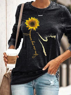 Women Sunflower and Cat You Are My Sunshine Cat Sweatshirts