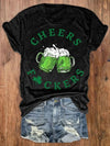 Women's Cheers Fuckers Print Crew Neck T-Shirt