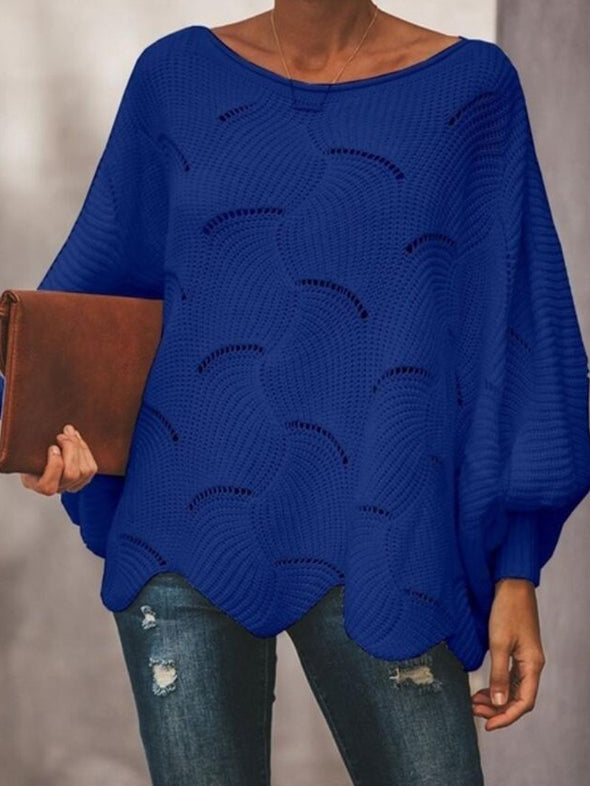 Fashion Loose Wave Bat Sleeve Sweater