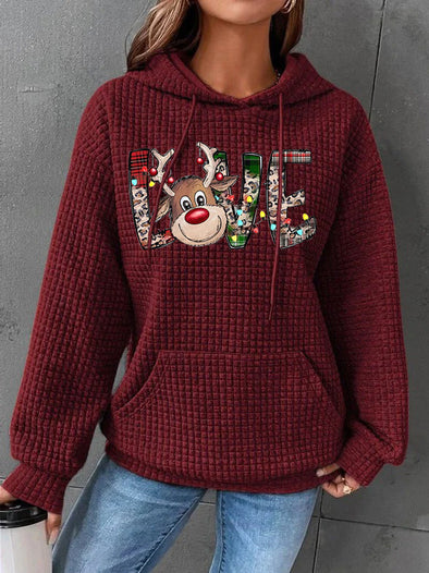 Plain Casual Christmas Hoodie Sweatshirt