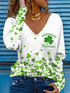 Women's St Patrick's Day Clover Print Casual T-Shirt
