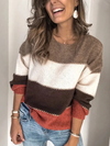 Women Stripe Long Sleeve Casual Knit Pullover Sweater