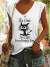Funny I am Fine Letter Cotton Blends Casual Knit Tank