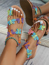 Flat floral slip-on sandals